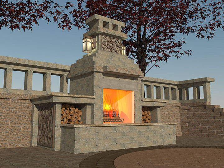 GeoStone Rumblewall Fireplace
